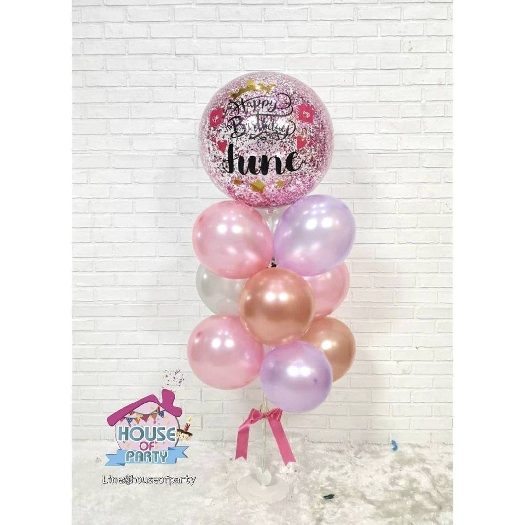 ช่อลูกโป่งอัดลม ช่อ 10 ลูก สีมุก (งานลม) สั่งทางไลน์@houseofparty นะคะ