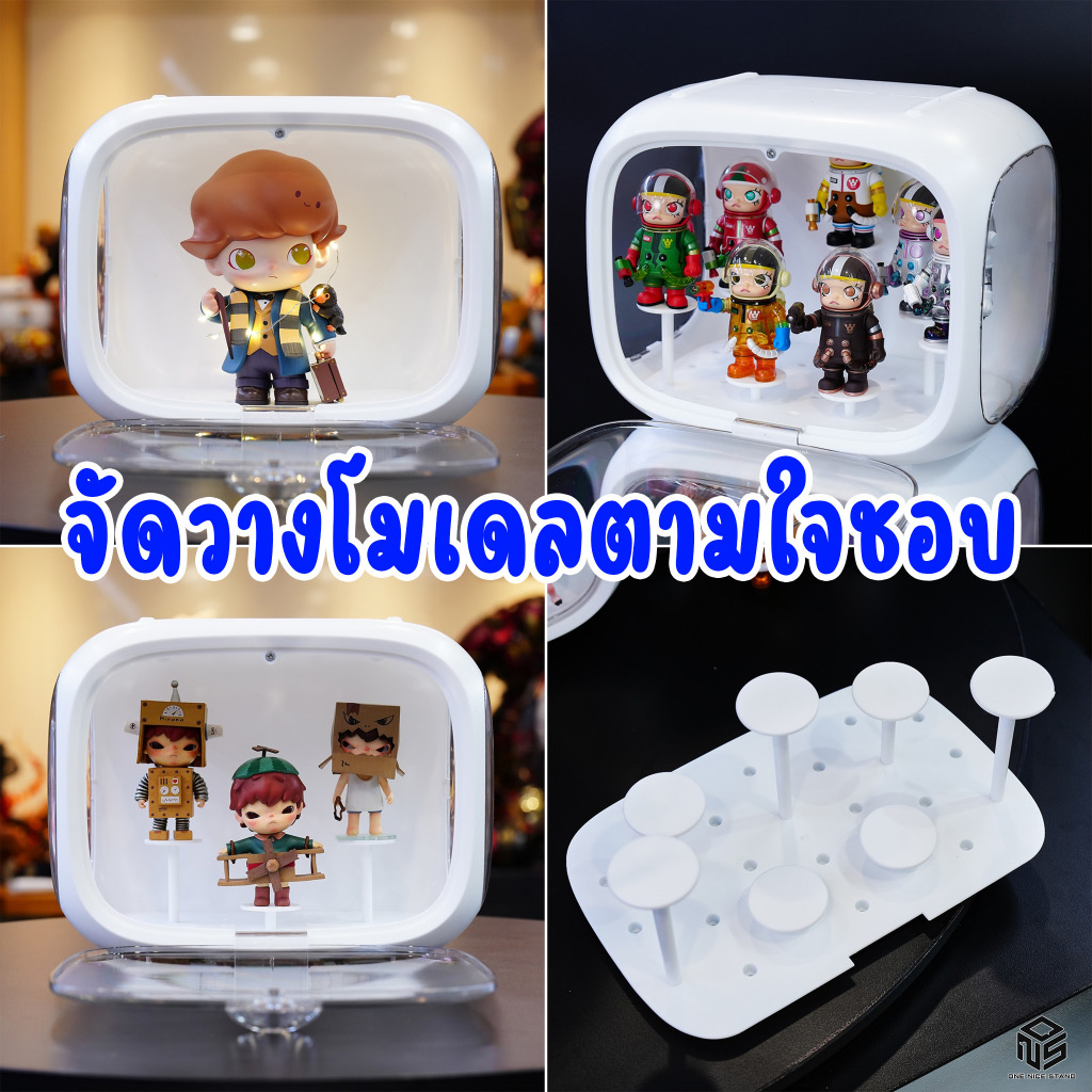 กล่องแคปซูลใส่โมเดล Model Showcase กันฝุ่น สีขาว ไม่มีไฟ