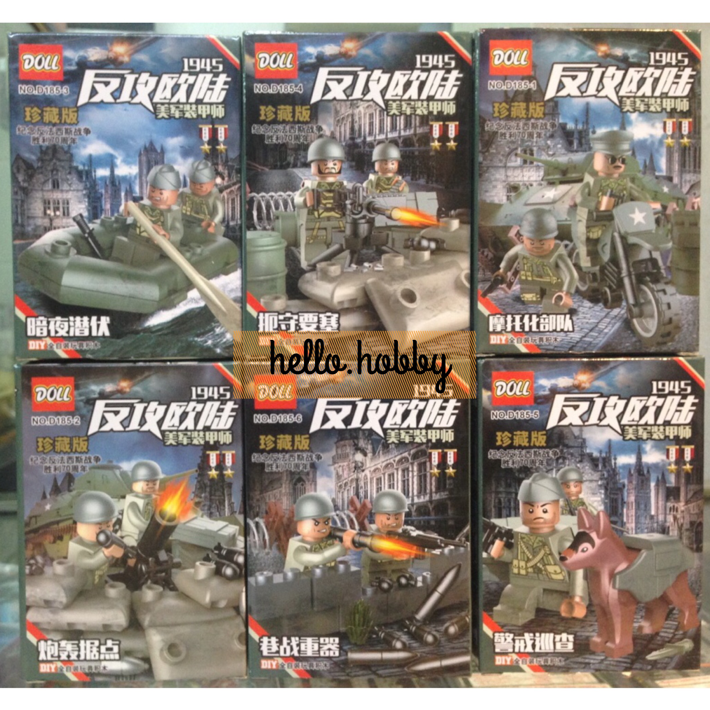 Doll D185 1-6 World War 2 Olive Green Soldiers