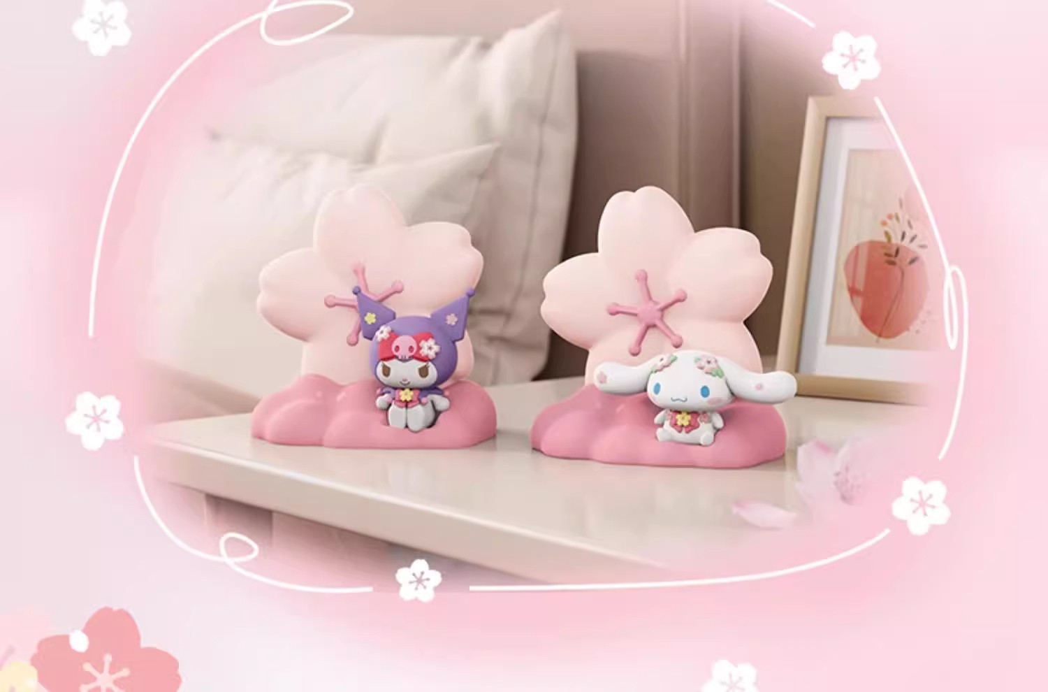 โคมไฟ ลิขสิทธิ์แท้ Sanrio - Cherry Blossom Season Series - Kuromi & Cinnamoroll Sakura Night Light LED Lamp by Langbowang