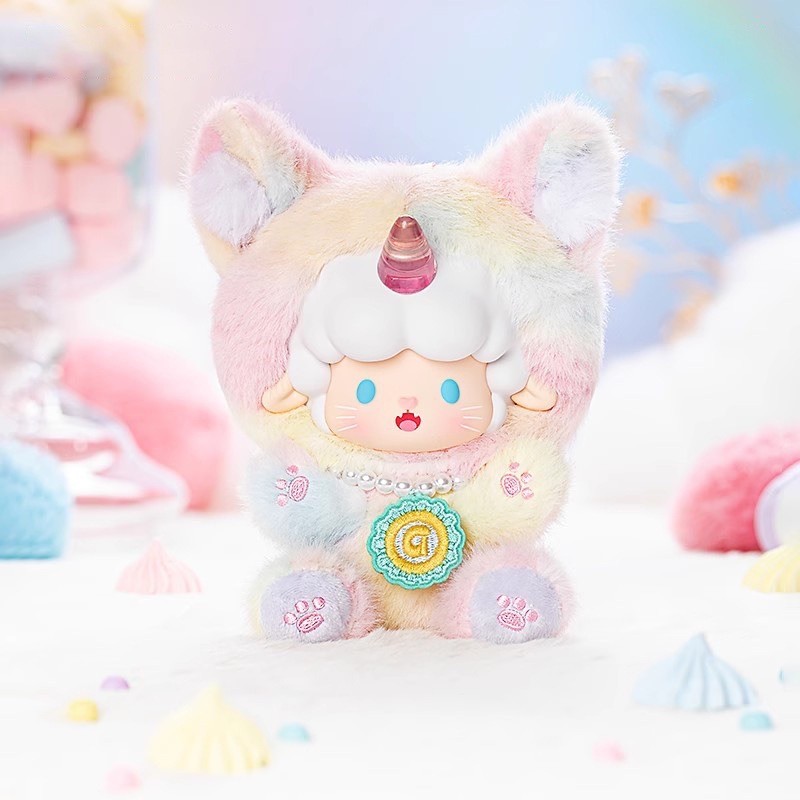 ตุ๊กตาพวงกุญแจ ลิขสิทธิ์แท้ - Gyun Candy Land Rolled Sheep Lucky Cat Series Plush Pendant Keychain by Top Toy