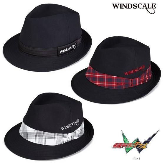 PRE-ORDER : Kamen Rider W WIND SCALE Hat Fabric Black, Red Check Ribbon, White Check Ribbon