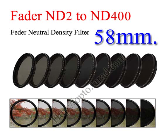 Fader Neutral Density ND2 to ND400 Filter 58mm.
