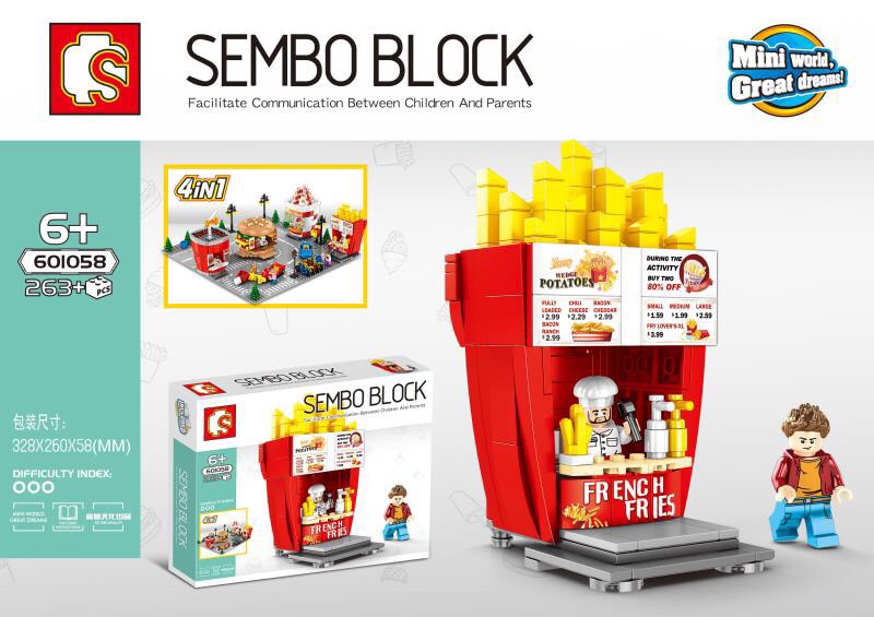 Sembo Block 601055-601058 fast food store 4 in 1