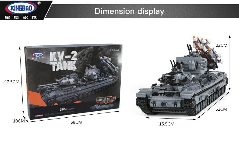 Xingbao XB-06006 KV-2 Tank 3663pcs