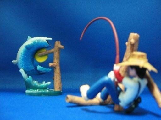 กาชาปอง เจ้าหนูสิงห์นักตก Fishing Boy Fisherman Sanpei Tsurikichi Sanpei Fishing Scene Collection ~Freshwater Fish Edition~ Gashapon by Epoch (Set of 5+1)