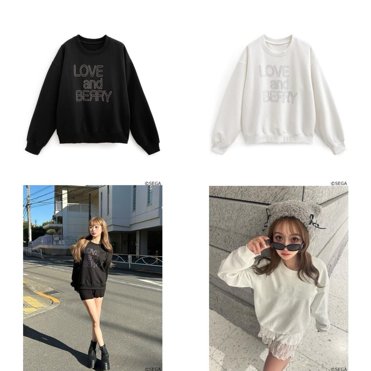 PRE-ORDER : Love and Berry: Dress Up and Dance! x GRL Rhinestone Logo Sweat Top