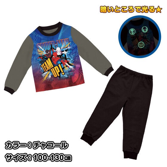 PRE-ORDER : Spider-Man Glowing Brushed Pajamas (Transparent Glow in the Dark) 22AW