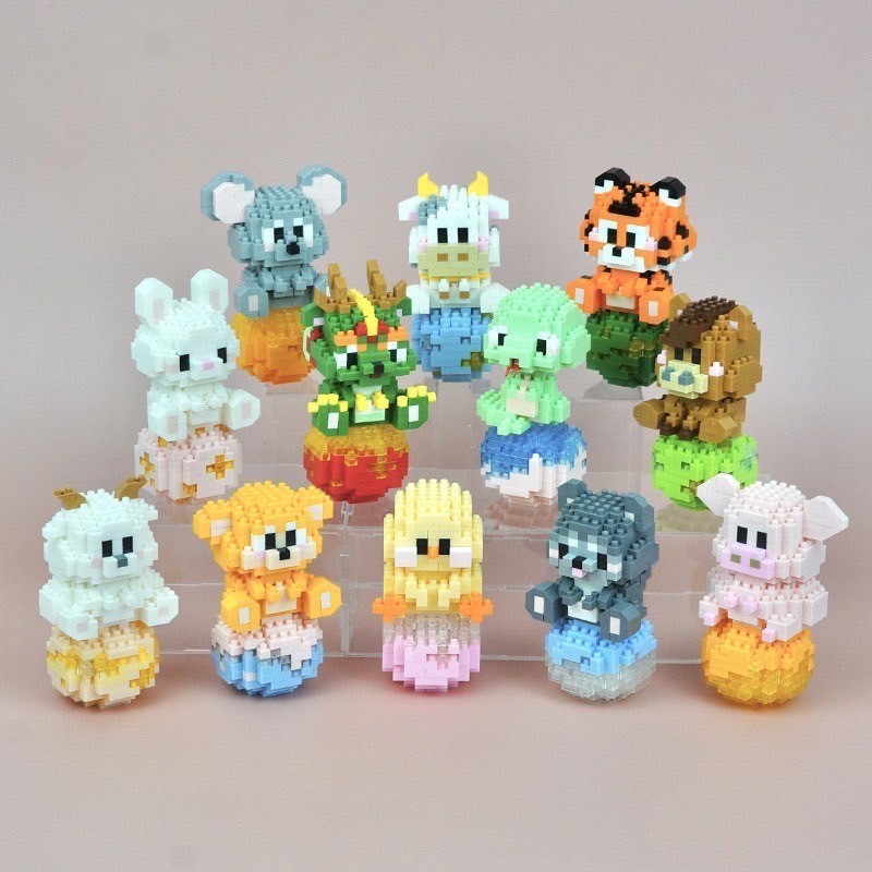 ตัวต่อนาโน Size L - 6800 - 6811 ชุดสัตว์ 12 ราศี มีไฟ Animal Zodiac Lighting