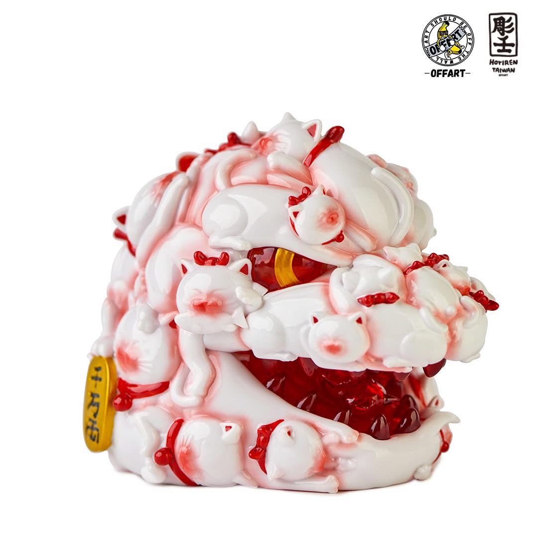 Pre-order : Red Flame Hundred Cats Porcelain / Enamel Red Mini Bust PVC Figure by OFFART x Horiren