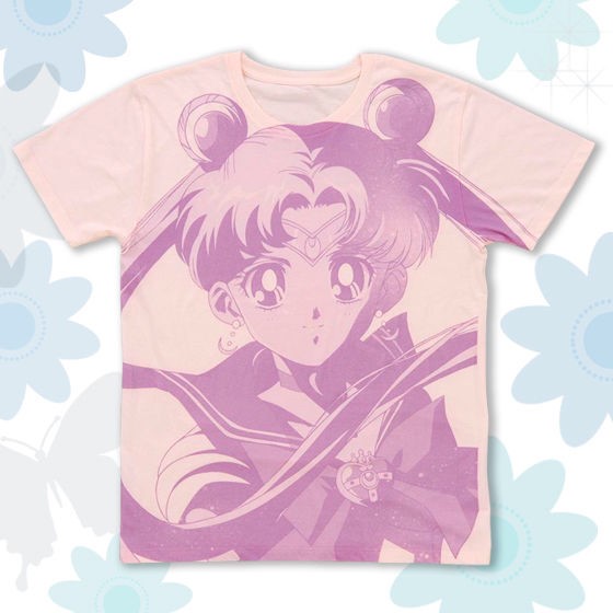 PRE-ORDER : Sailor Moon Full Print T-shirt Face Pattern Sherbet Pink