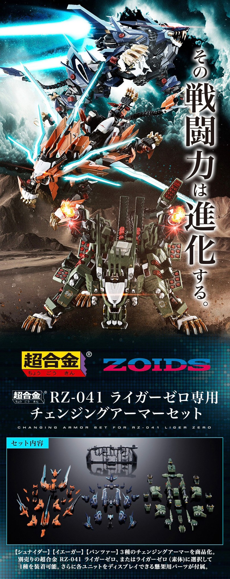 PRE-ORDER : Chogokin Changing Armor Set for RZ-041 Liger Zero (ZOIDS)