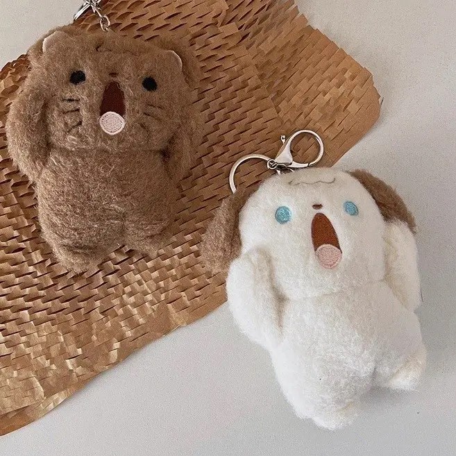 พวงกุญแจ Screaming & Shouting Puppy Dog 🐶 Kitten Cat 🐱 Teddy Bear 🐻 Bunny Rabbit 🐰 Fluffy Plush Keychain
