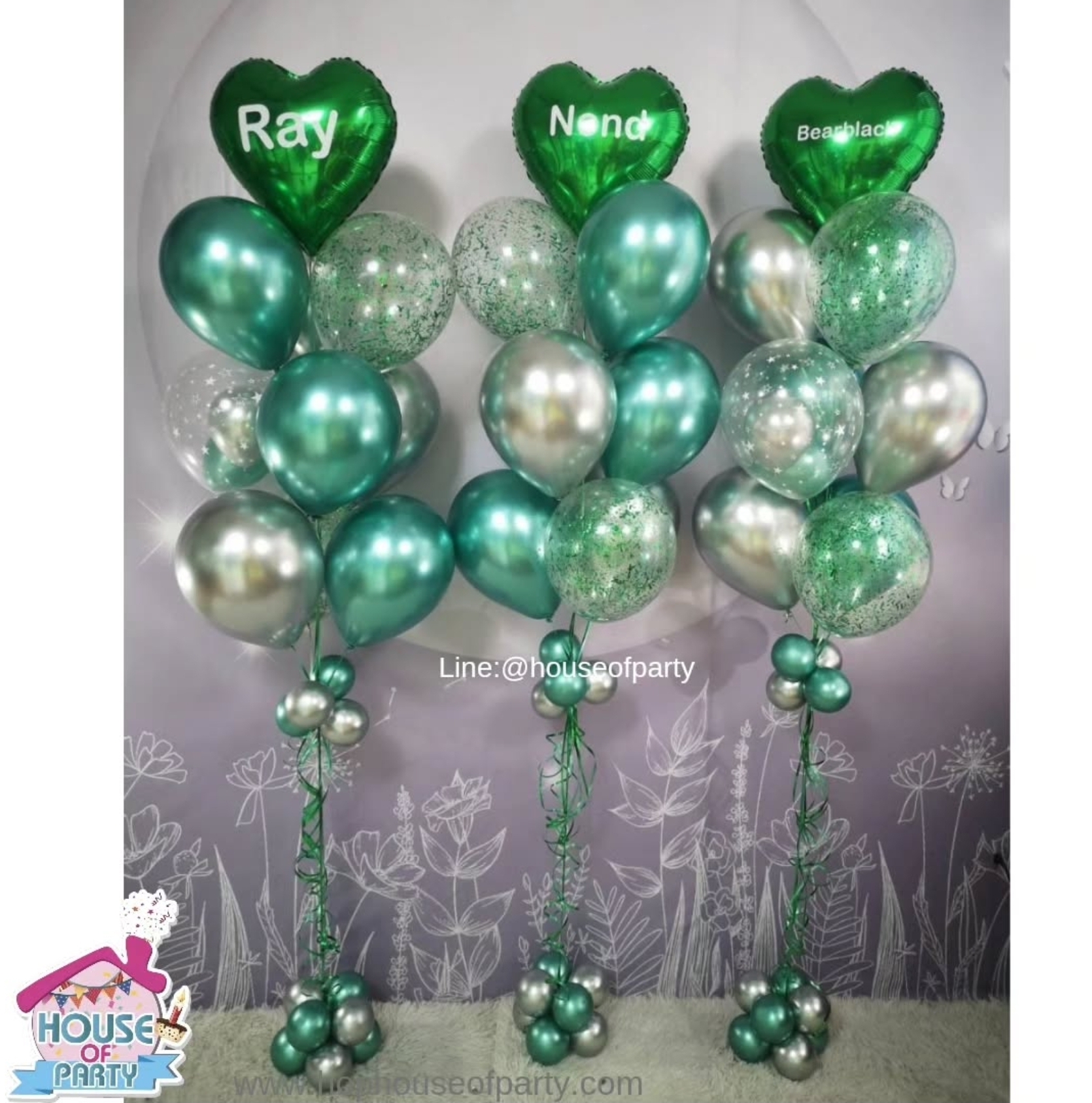 ช่อลูกโป่ง 10 ลูก พร้อมตกแต่ง สี Super Metalic สีเข้มและเงาพิเศษ สำเนา