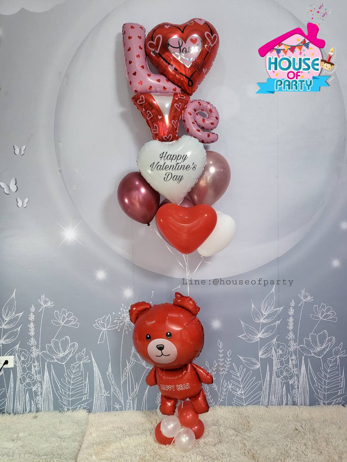 Love you with my heart and cute bear(สั่งทาง Line@houseofpartyนะคะ)