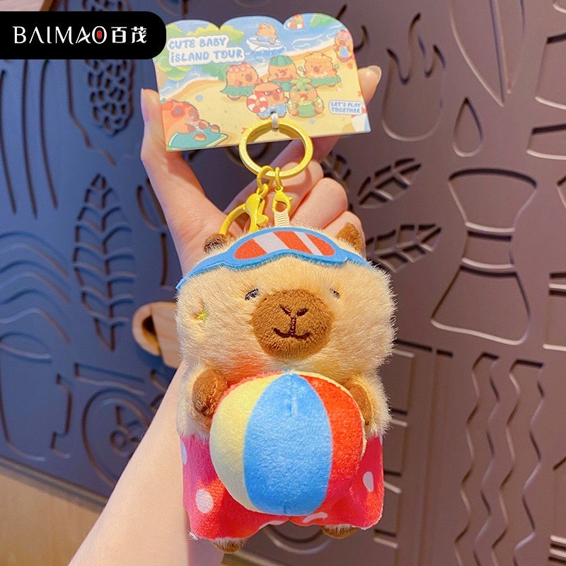 ตุ๊กตาพวงกุญแจ คาปิบาร่า ลิขสิทธิ์แท้ Capybara - Island Resort Series Plush Pendant Keychain by Baimao