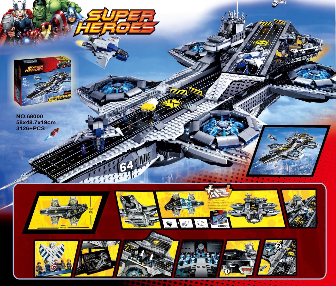 68000 Avengers The SHIELD Helicarrier 3126pcs