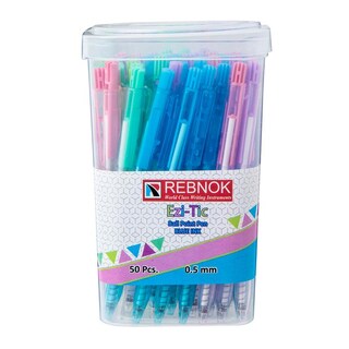 ปากกาลูกลื่น 0.5มม. หมึกสีน้ำเงิน. ด้ามคละสีพาสเทล. 50 ด้าม/แพ็ค เร็บน็อค Ezitic