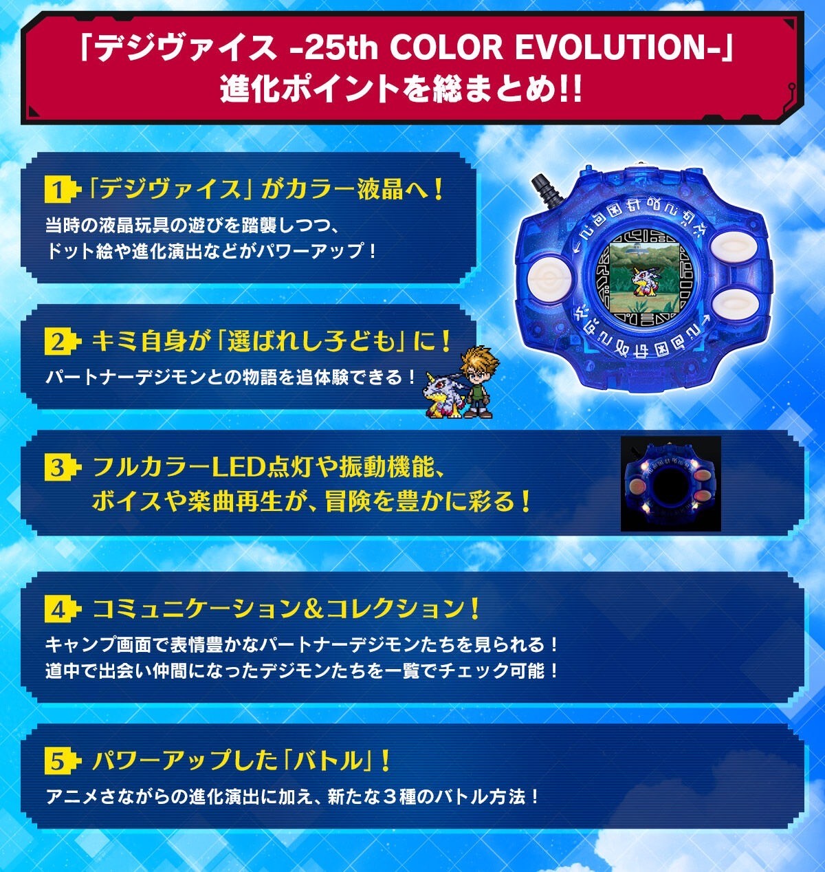 PRE-ORDER : Digimon Adventure Digivice -25th COLOR EVOLUTION- DX Set Taichi Yagami / Yamato Ishida Color