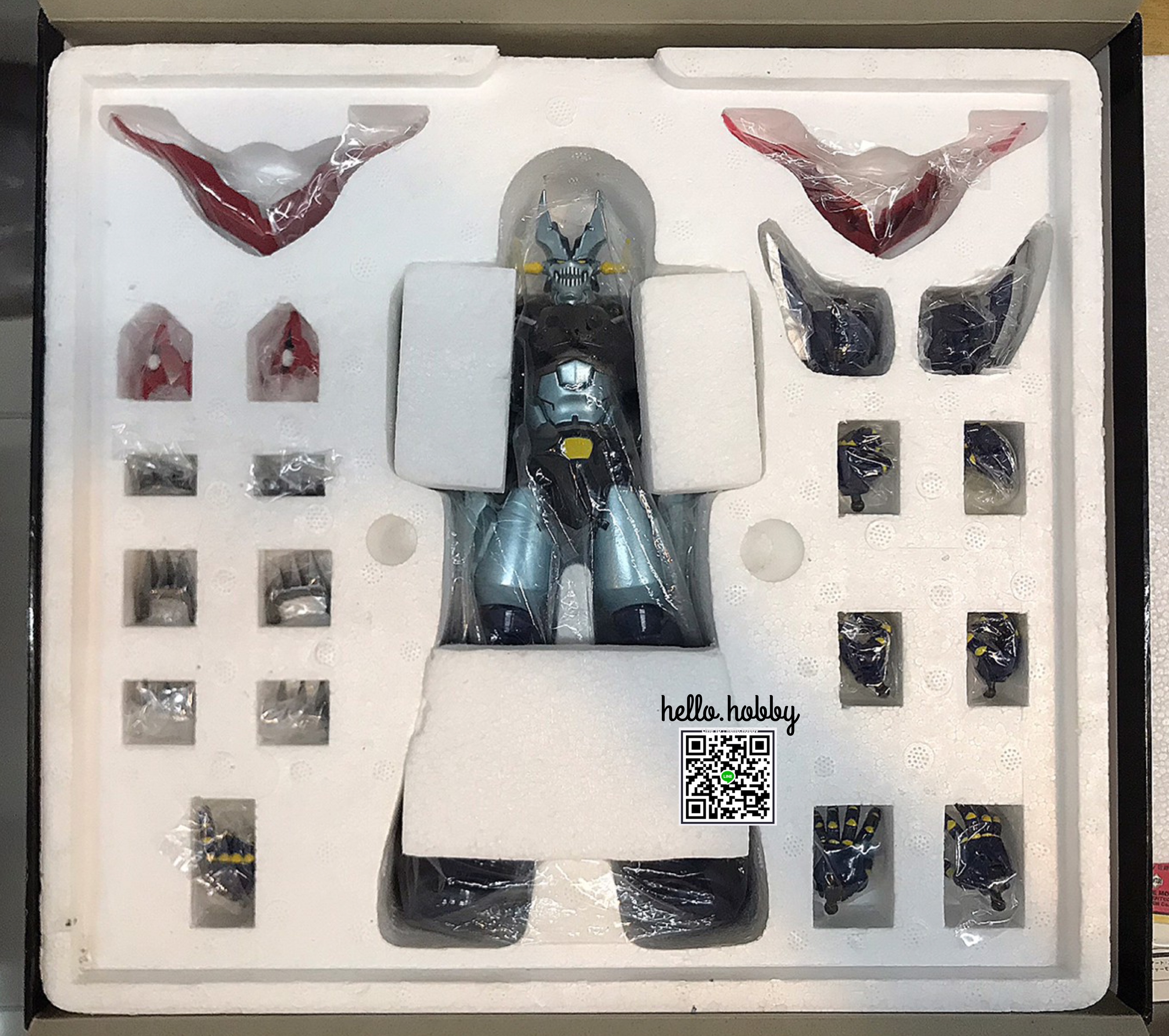 🤖 Fewture EX Gokin Great Mazinger 1969 40th Anniversary Edition Ver. (Artstorm Online Exclusive) มือสอง ของ+คู่มือครบ มีสีพองบ้างเล็กน้อยตามอายุ **มีตำหนิแผ่นเหล็กที่แขนเริ่มเป็นสนิม1ข้าง และอุปกรณ์ชิ้นที่ต่อกับแขน แผ่นเเม่เหล็กเป็นสนิมแล้วทั้ง2ชิ