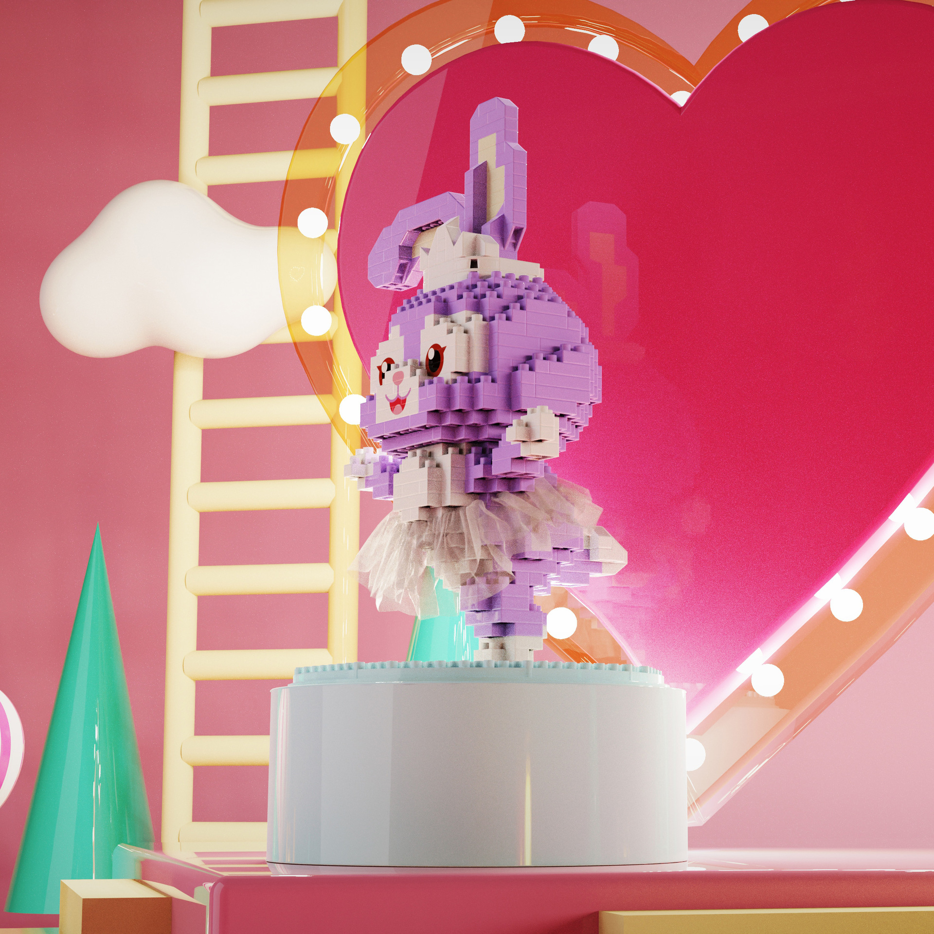 ตัวต่อนาโน กล่องดนตรี Size XL - Gejia 6064 - Disney - Duffy - Stella Lou Ballet Music Box 526pcs