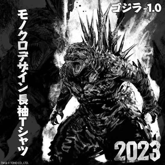 PRE-ORDER : Godzilla Monochrome Design Long Sleeve T-shirt