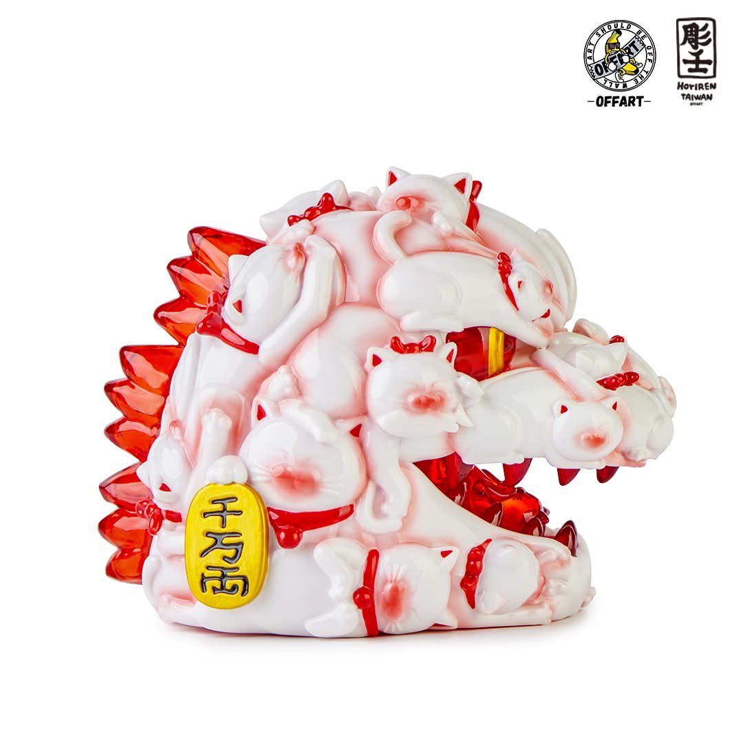 Pre-order : Red Flame Hundred Cats Porcelain / Enamel Red Mini Bust PVC Figure by OFFART x Horiren