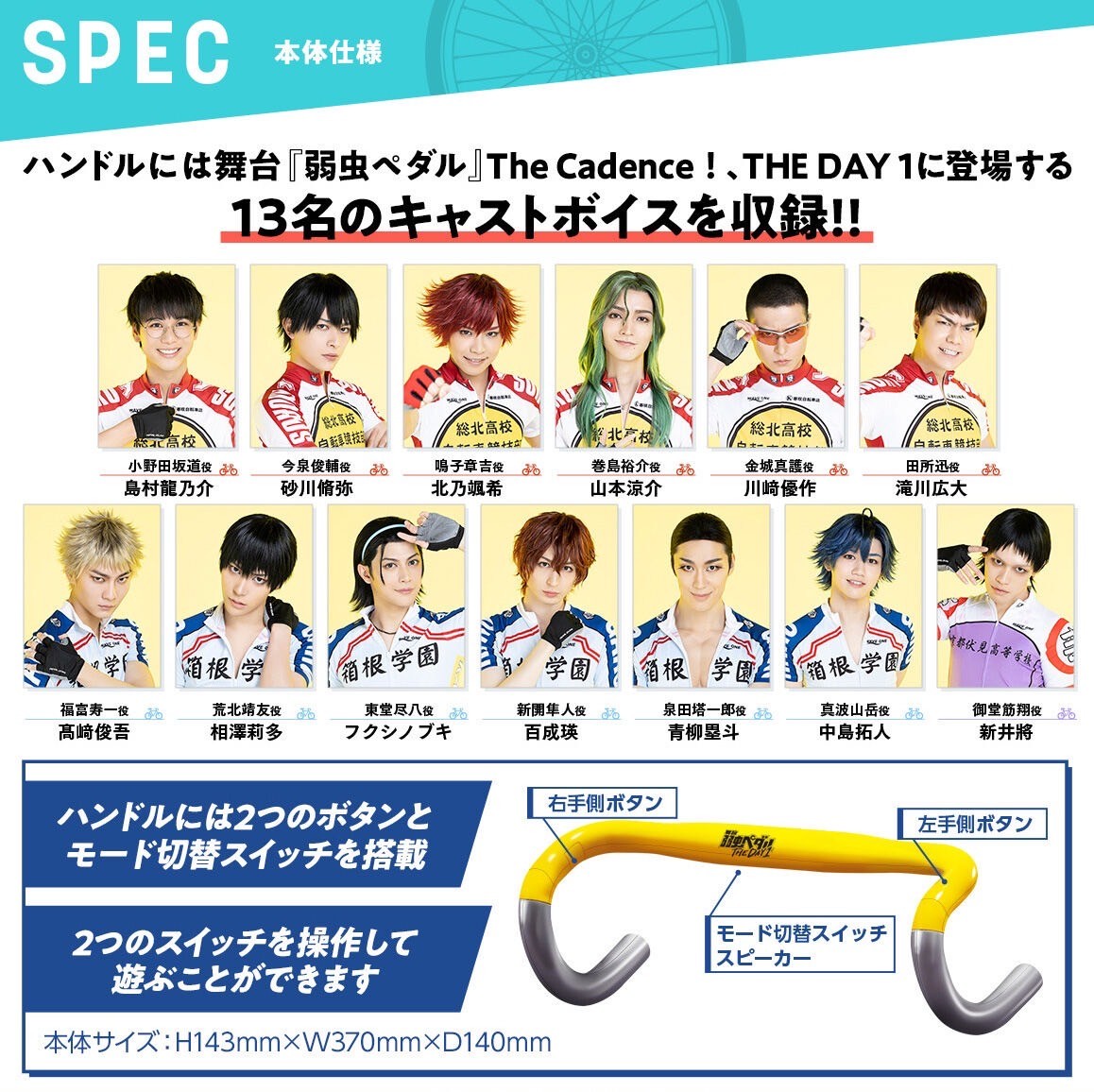 PRE-ORDER : Pedaste Handle (Stage “Yowamushi Pedal” THE DAY 1)