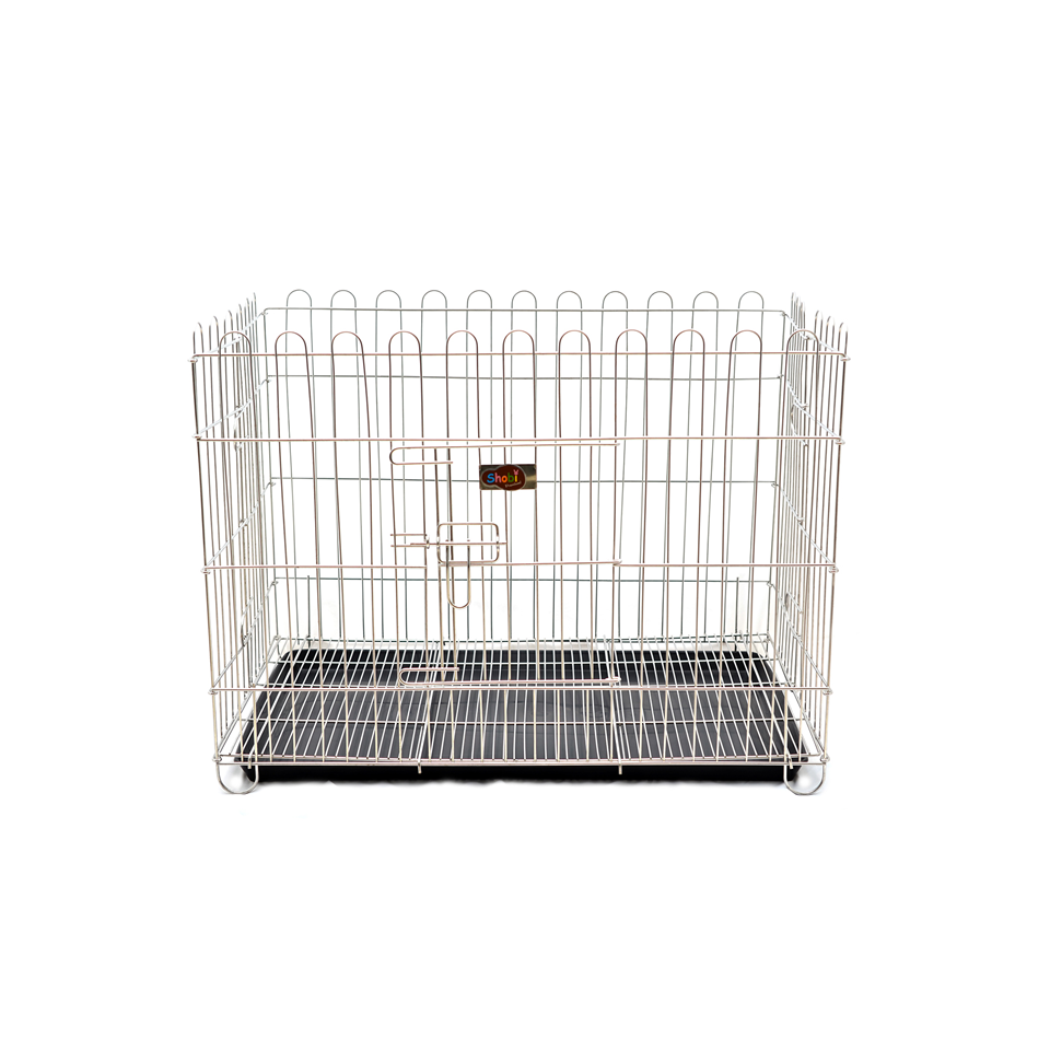 คอกสุนัขสแตนเลส size L (มีถาดรอง)