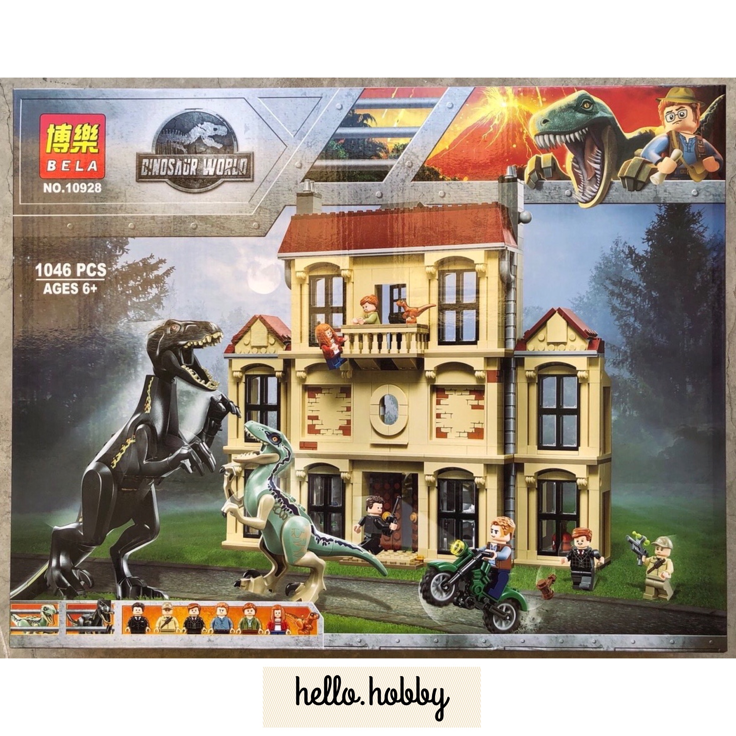 Bela 10928 Jurassic World Indoraptor Rampage at Lockwood Estate 1046pcs