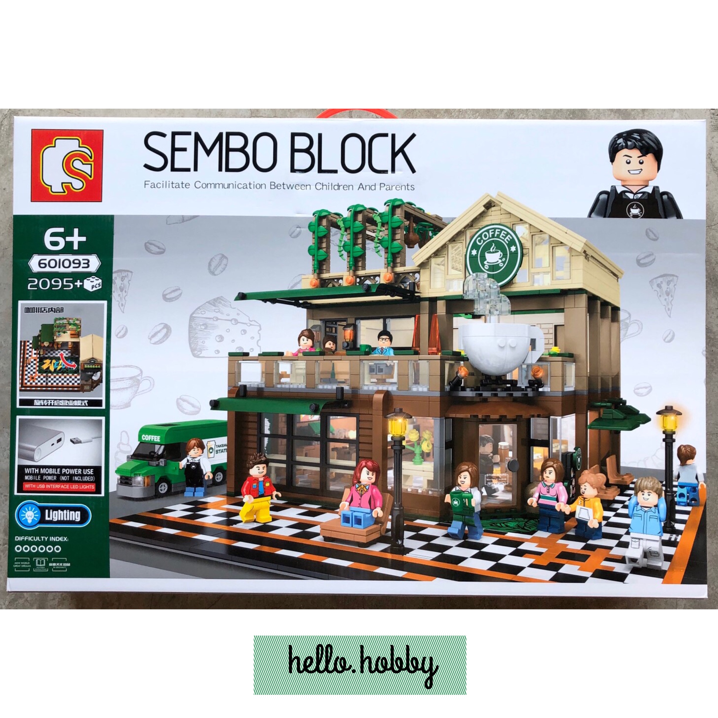 Sembo Block 601093 Starbucks 2095pcs (มีไฟ)