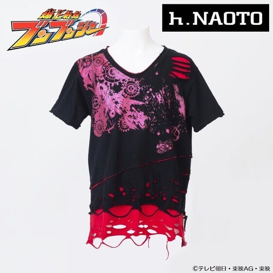 PRE-ORDER : Bakuage Sentai Boonboomger x h.NAOTO Bun Red/Taiya Hando Damaged T-shirt