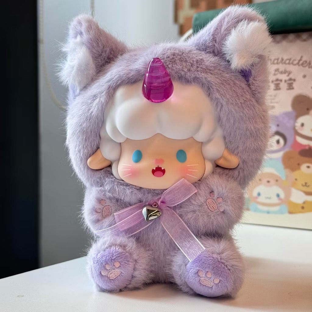 ตุ๊กตาพวงกุญแจ ลิขสิทธิ์แท้ - Gyun Candy Land Rolled Sheep Lucky Cat Series Plush Pendant Keychain by Top Toy