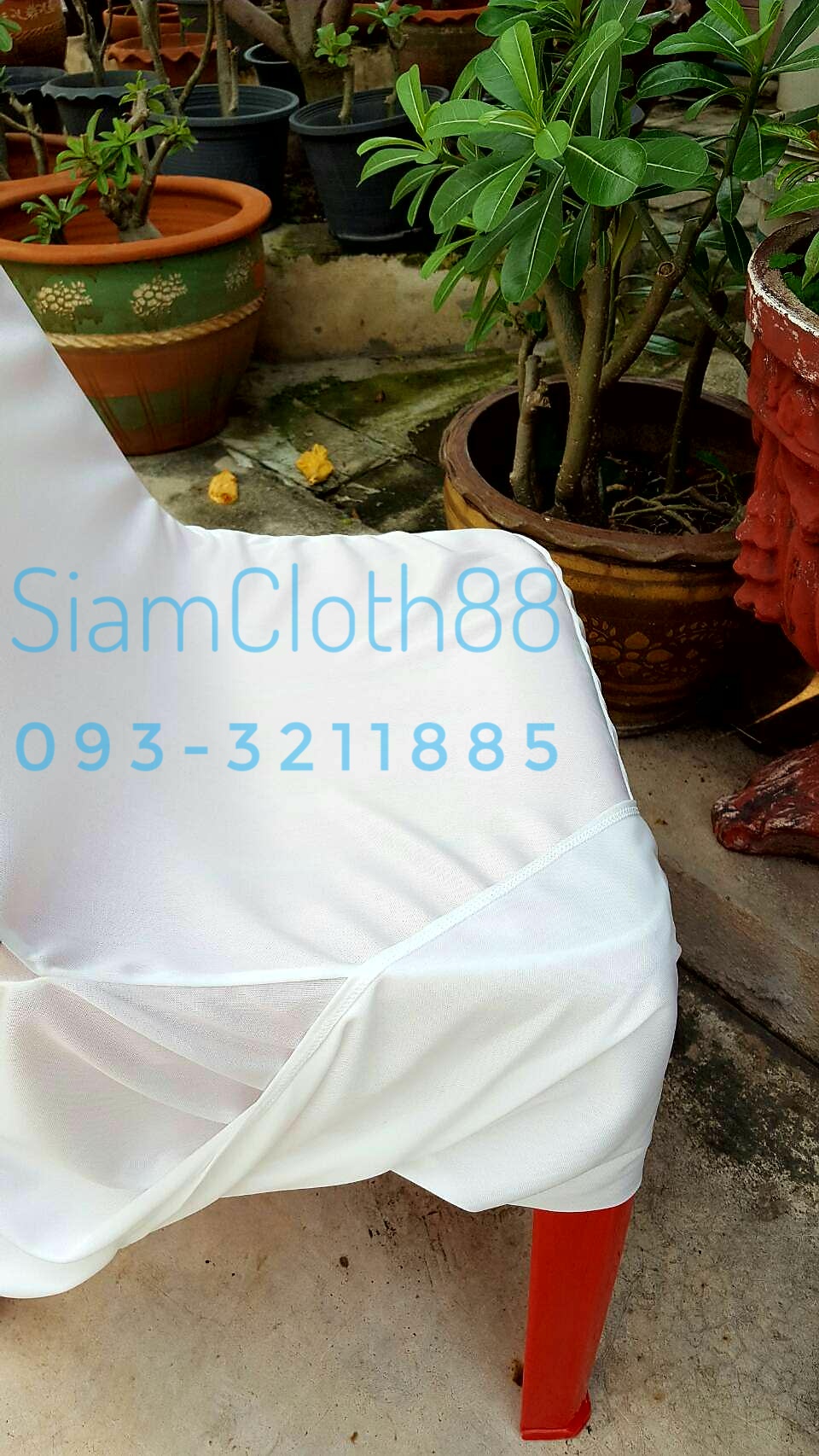 ผ้าคลุมเก้าอี้พลาสติกแบบ 1 จีบทวิสหลังชายเปิด