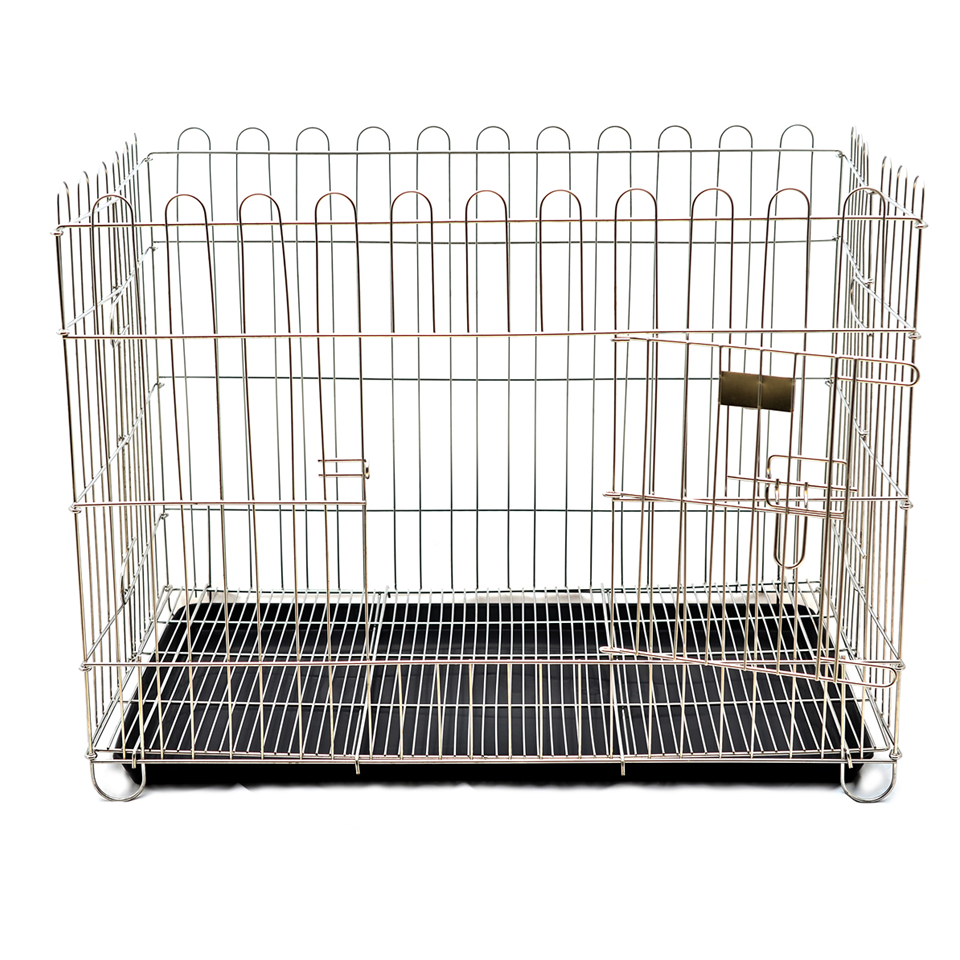 คอกสุนัขสแตนเลส size S (มีถาดรอง)