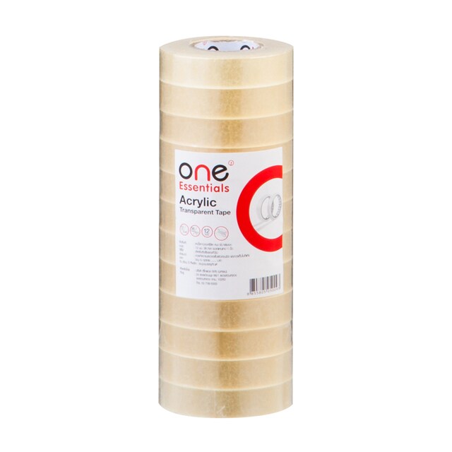เทปใส แกน1นิ้ว 12.มม.x36หลา(แพ็ค12ม้วน) สีใส ONE