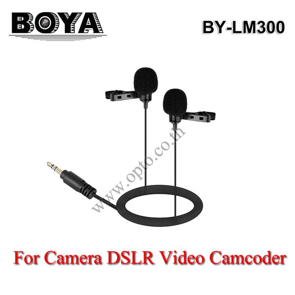 BY-LM300 Boya lavalier Microphone For DSLR Camera DV Camcorder ไมค์หนีบปกเสื้อ2หัวสำหรับกล้องDSLR