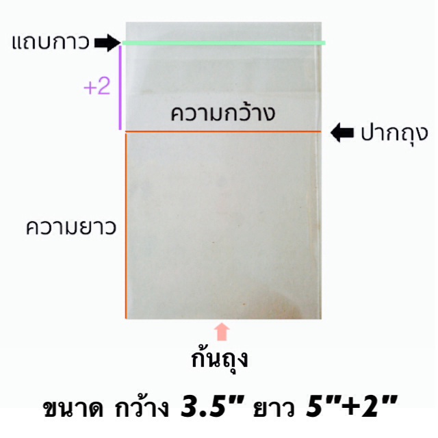 ถุงเเก้วฝากาว ไซต์ 3" X (3,4,5,6,8,10)"