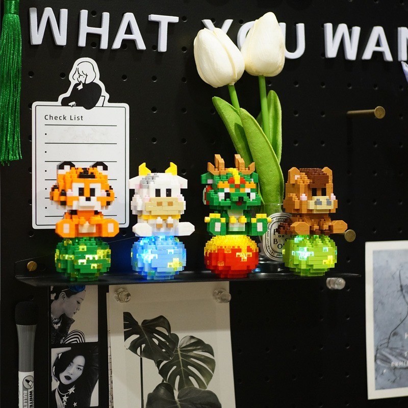 ตัวต่อนาโน Size L - 6800 - 6811 ชุดสัตว์ 12 ราศี มีไฟ Animal Zodiac Lighting