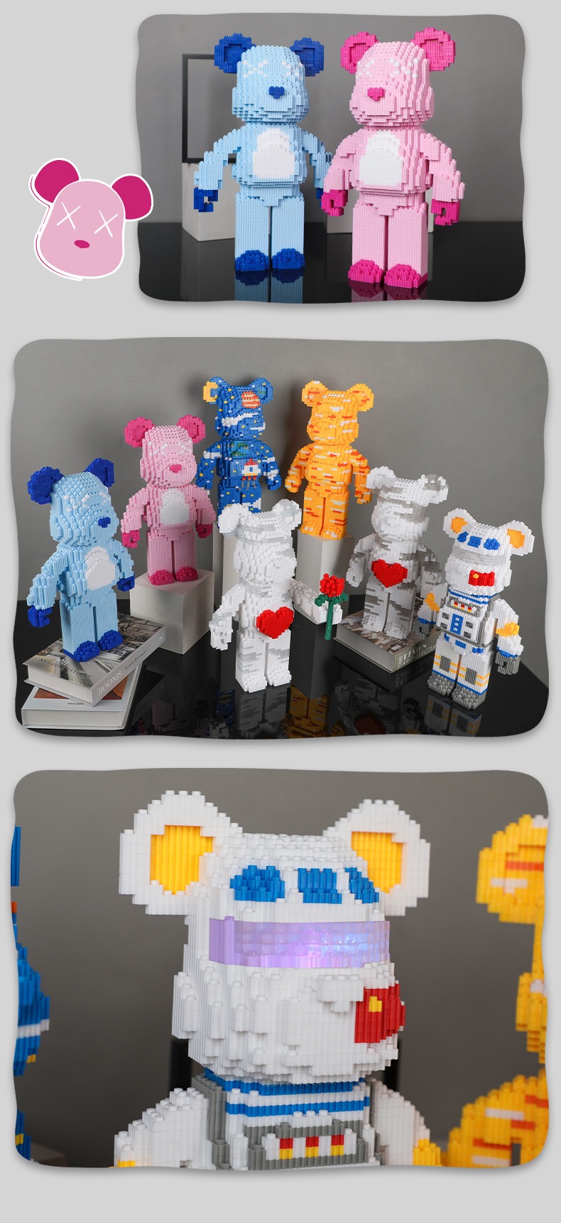 Haicaipin 57030 - 57039 Bearbrick (มีไฟ)