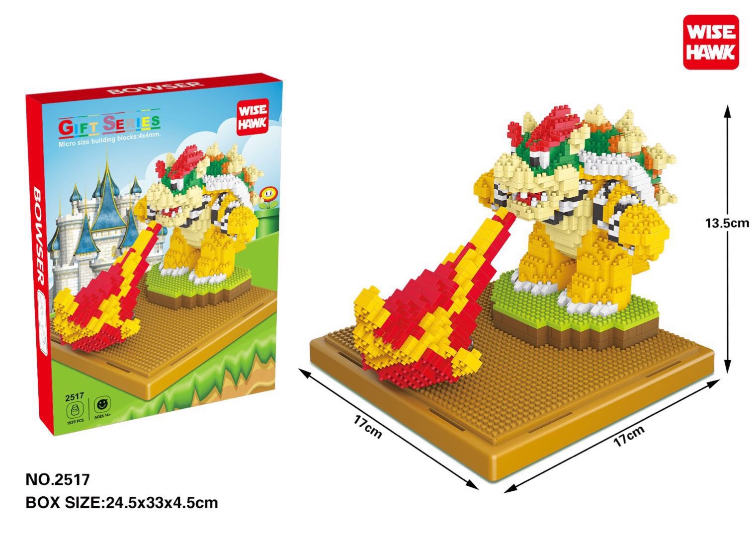 Wise Hawk 2517 Super Mario Koopa 1539pcs