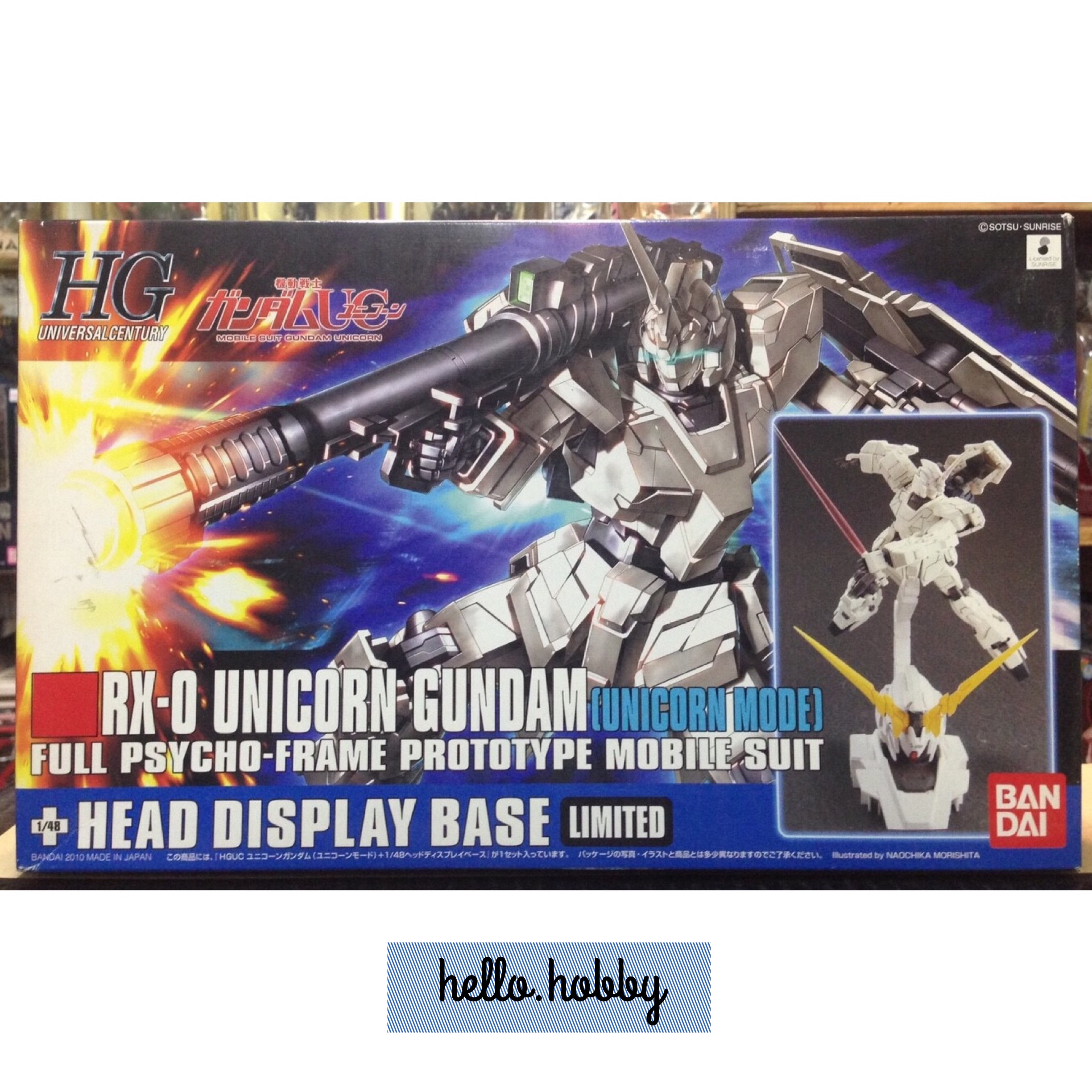 HGUC 1/144 RX-0 Unicorn Gundam Unicorn Mode + Head Display Base by Bandai