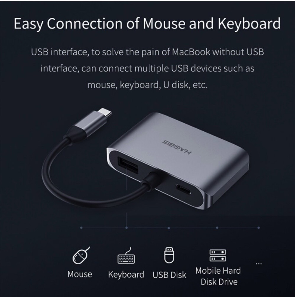 HAGIBIS อะแดปเตอร์ USB C USB3.1 TYPE C to HDMI 4K & VGA Adapter Converter รุ่น CHV2-PD for Microsoft Surface, MacBook Air Pro MacMini M1