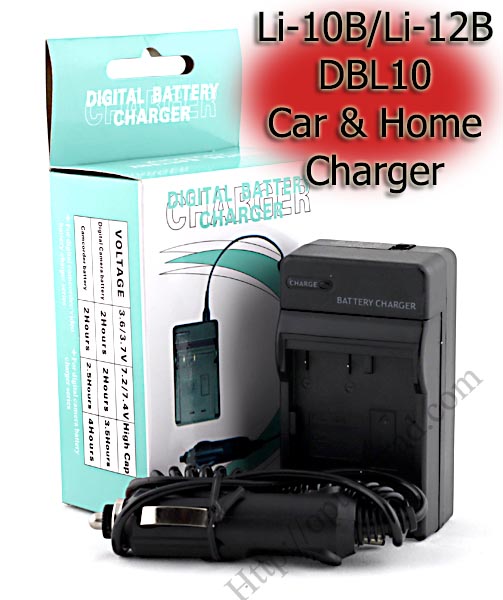 Home + Car Battery Charger For Olympus Li-10B/Li-12B/DBL10