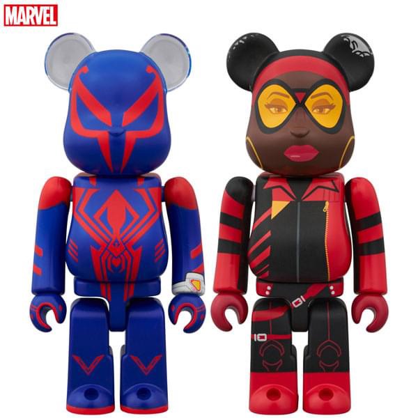 Pre-order : BE@RBRICK Spider-Man (Miles Morales) & Spider-Gwen | Spider-Man 2099 & Spider-Woman 2Pcs Set by Medicom Toy
