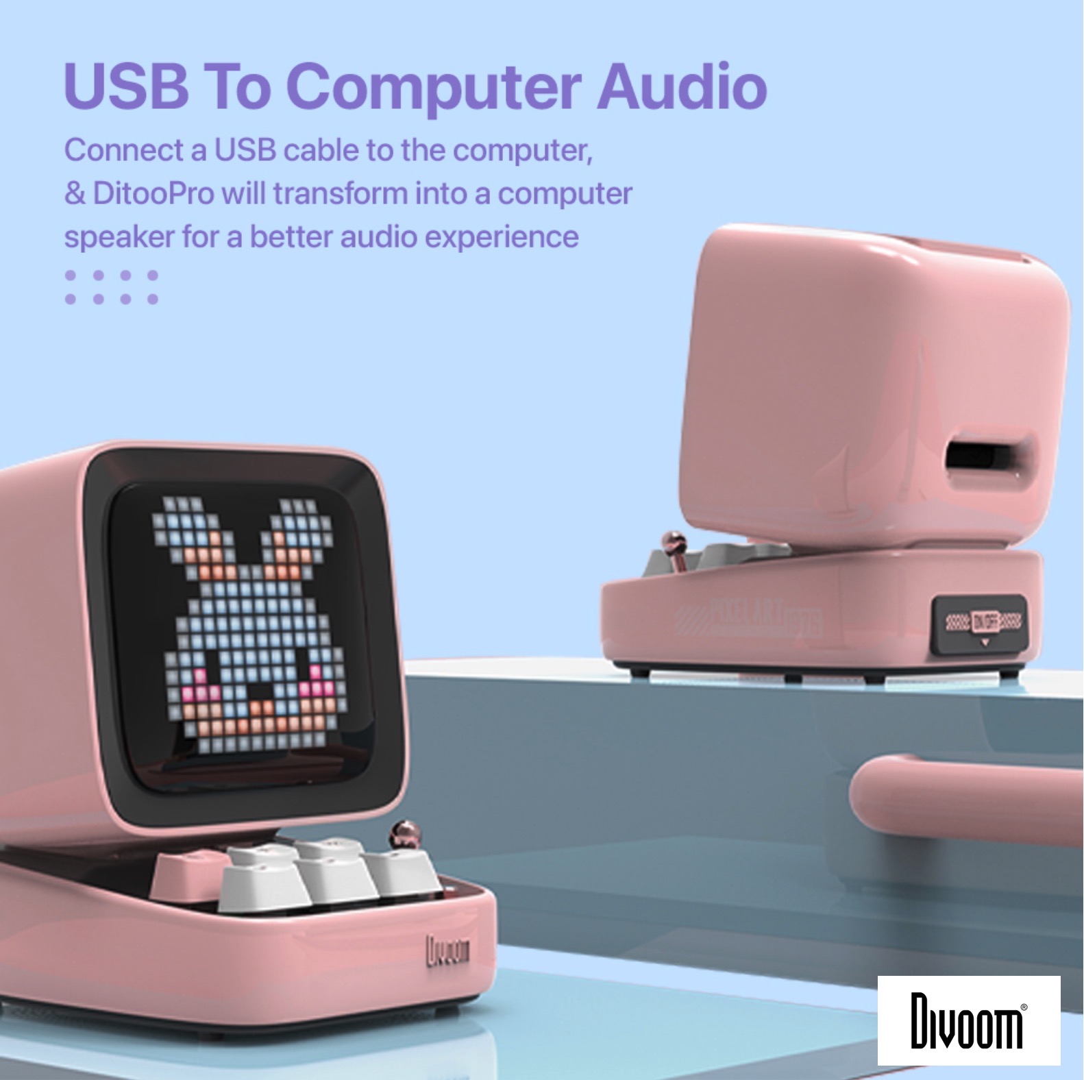 Divoom Ditoo Pro ลำโพง Bluetooth Pixel Art Mechanical Button สีดำ Black