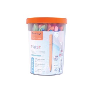 ปากกาลูกลื่นด้ามคละสี ควอนตั้ม Twist สีน้ำเงิน 0.5มม. (แพ็ค50)