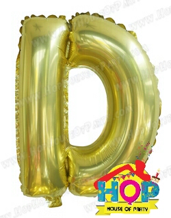 ลูกโป่งฟอยส์ตัวอักษร D ขนาด 40 นิ้ว สีเงิน
