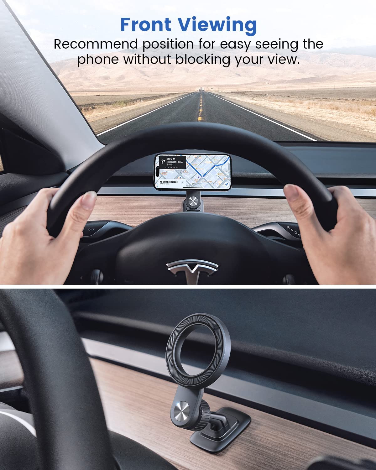 OQTIQ for MagSafe Phone Mount Magnetic Phone Holder for Car Dash Mount Phone Holder Fit Curved Surface Flexible Rotation