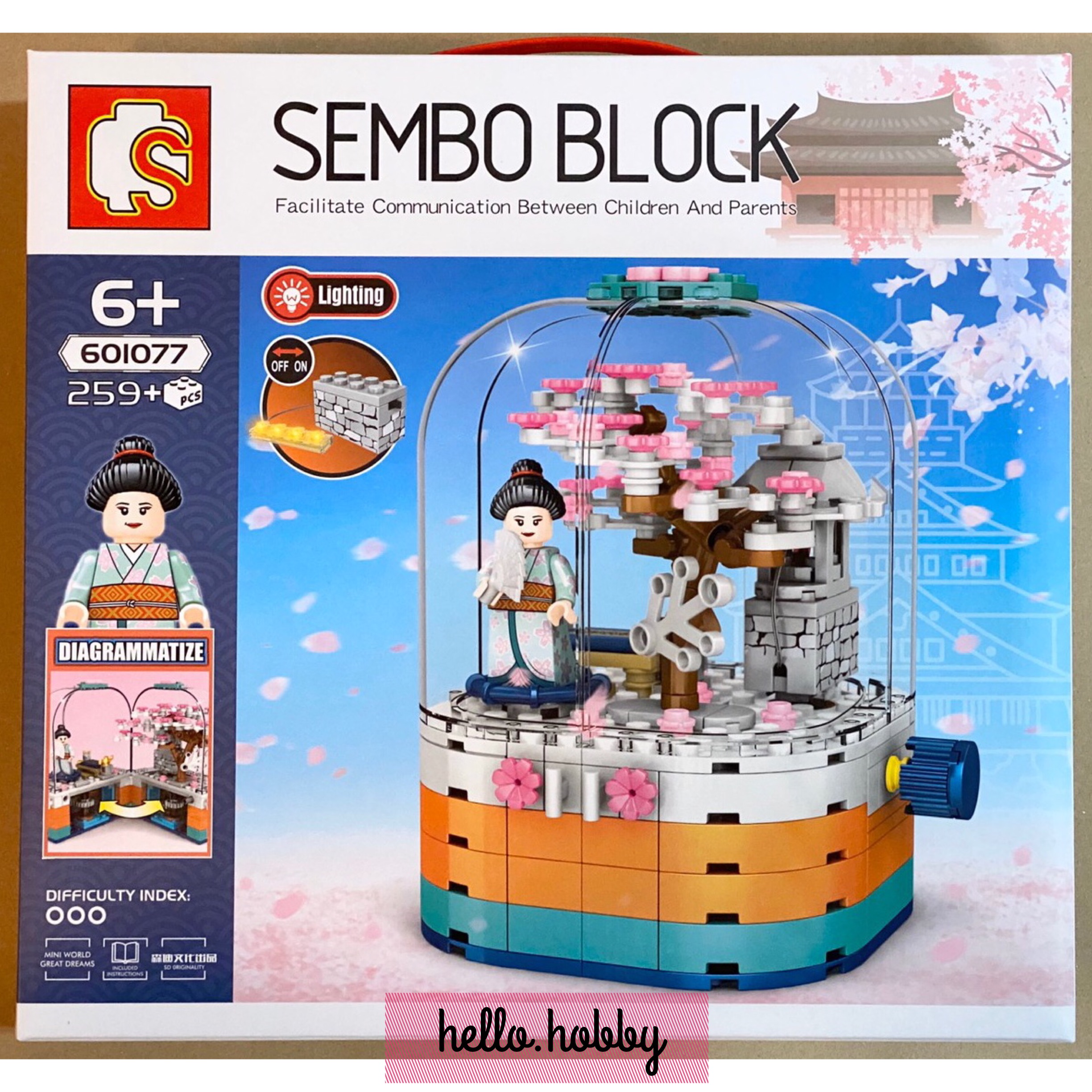 Sembo Block 601077 Japanese mini street Cherry Blossom 259pcs (มีไฟ)
